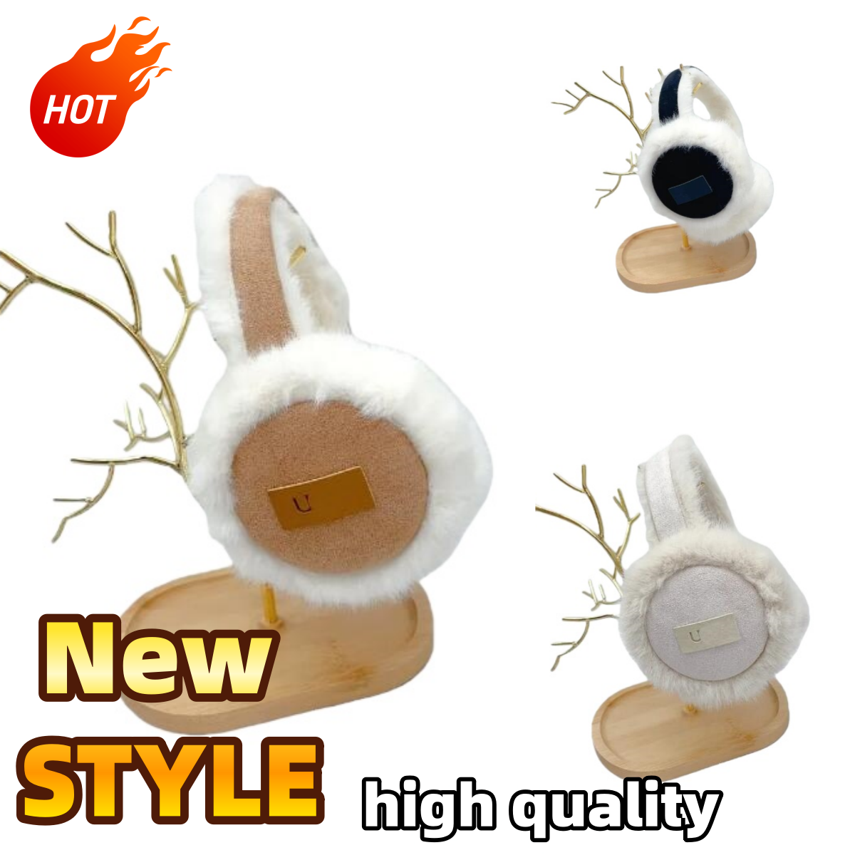 Warm designer ear muffs winter earmuffs women men plush folding outdoor cold proff luxury ear muff designer ornament brown grey black fashionable fluffy faf010
