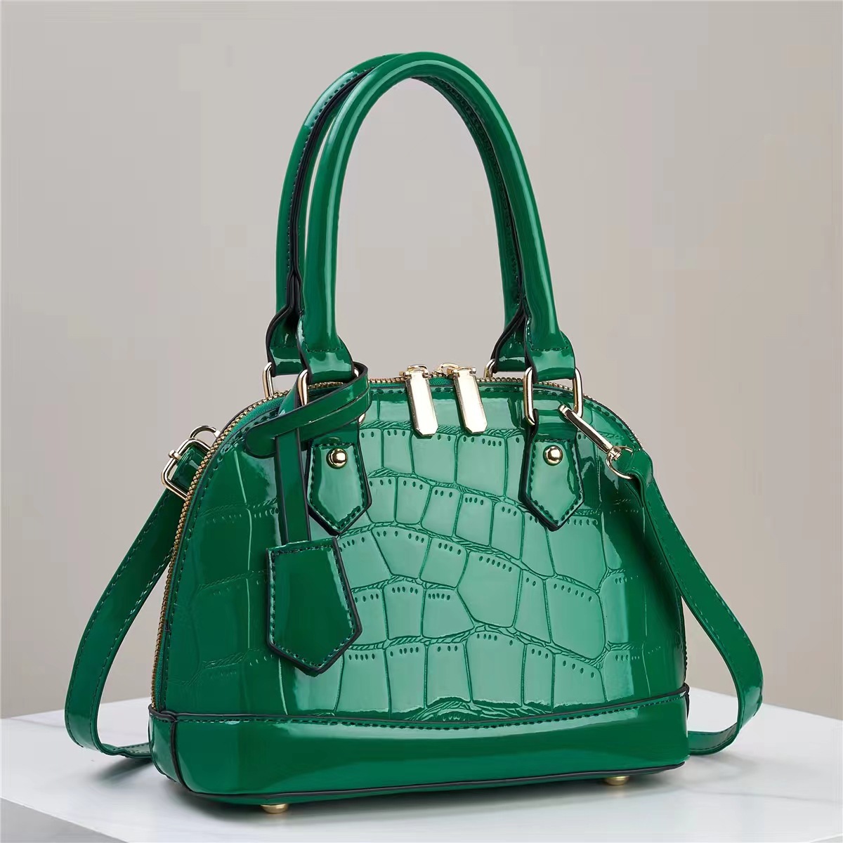 Premium Luxury Bag Women's Stone Texture Shell Bag Fashionable Large-Capacity Glossy Leather Shoulder Handbag Free Shipping
