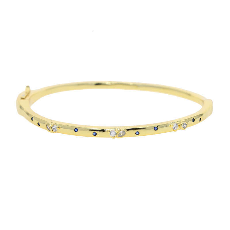 DHCollections Designer Inner Size 58 60mm Pink Blue Waterdrop Zircon Bangle Elegant Bracelet Earrings Gold Plated Pave Cubic Zircon Women Party Gift J