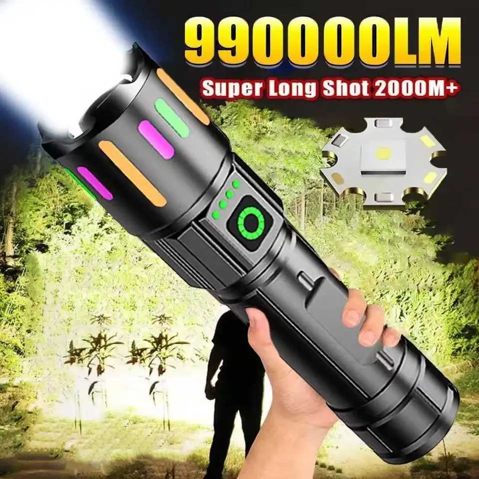 High-power Bright LED Flashlight USB Charging Telescopic Zoom Long-distance Portable Lighting Tactical Lantern Camping Light M251117