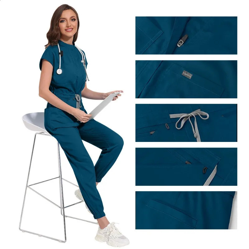 Wholesale Apparel Scrub Uniform Women Short Sleeved Scrubs Jumpsuit Hospital Clothing Scrub Uniforms with Pocket 250415