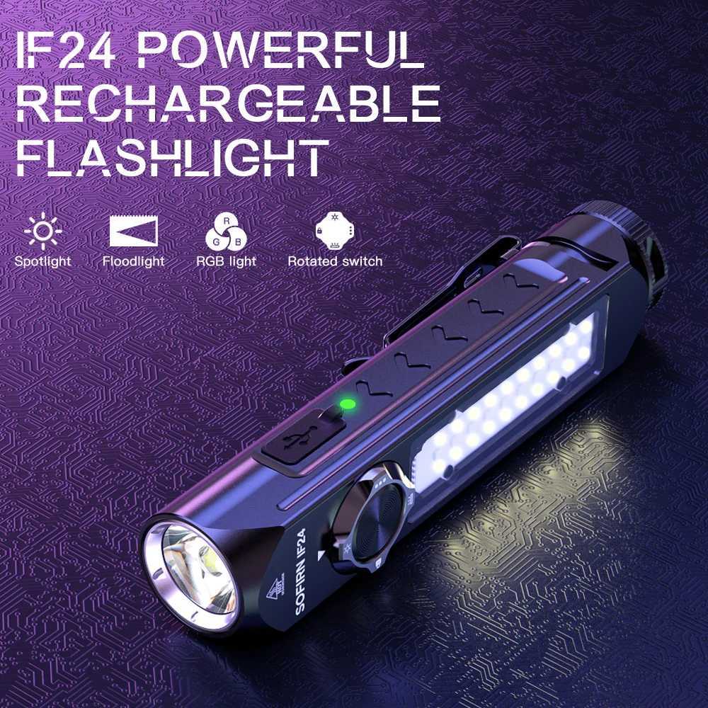 Sofirn IF24 RGB Powerful 2000Lm Flashlight 18650 Rechargeable Rotary Switch Torch with Magnetic Tailcap M251117