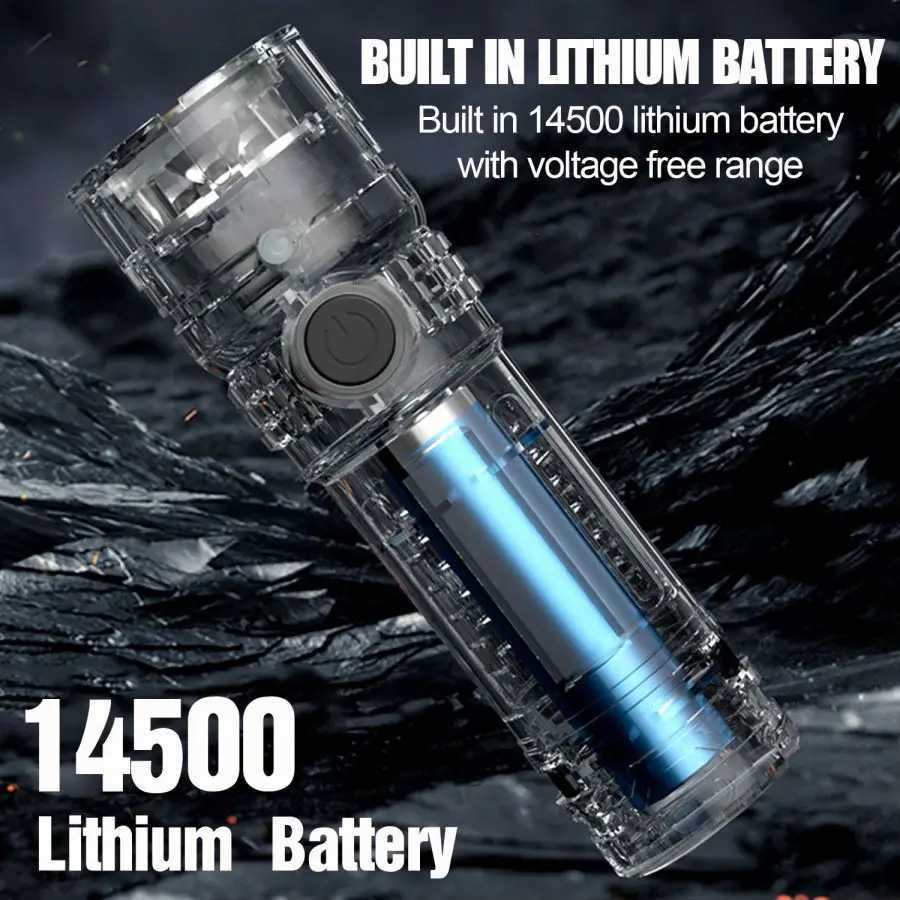 Super Bright LED Flashlight Multi-Functional USB Rechargeable Flashlights Pocket Emergency Light Torch for Camping Hiking M251117