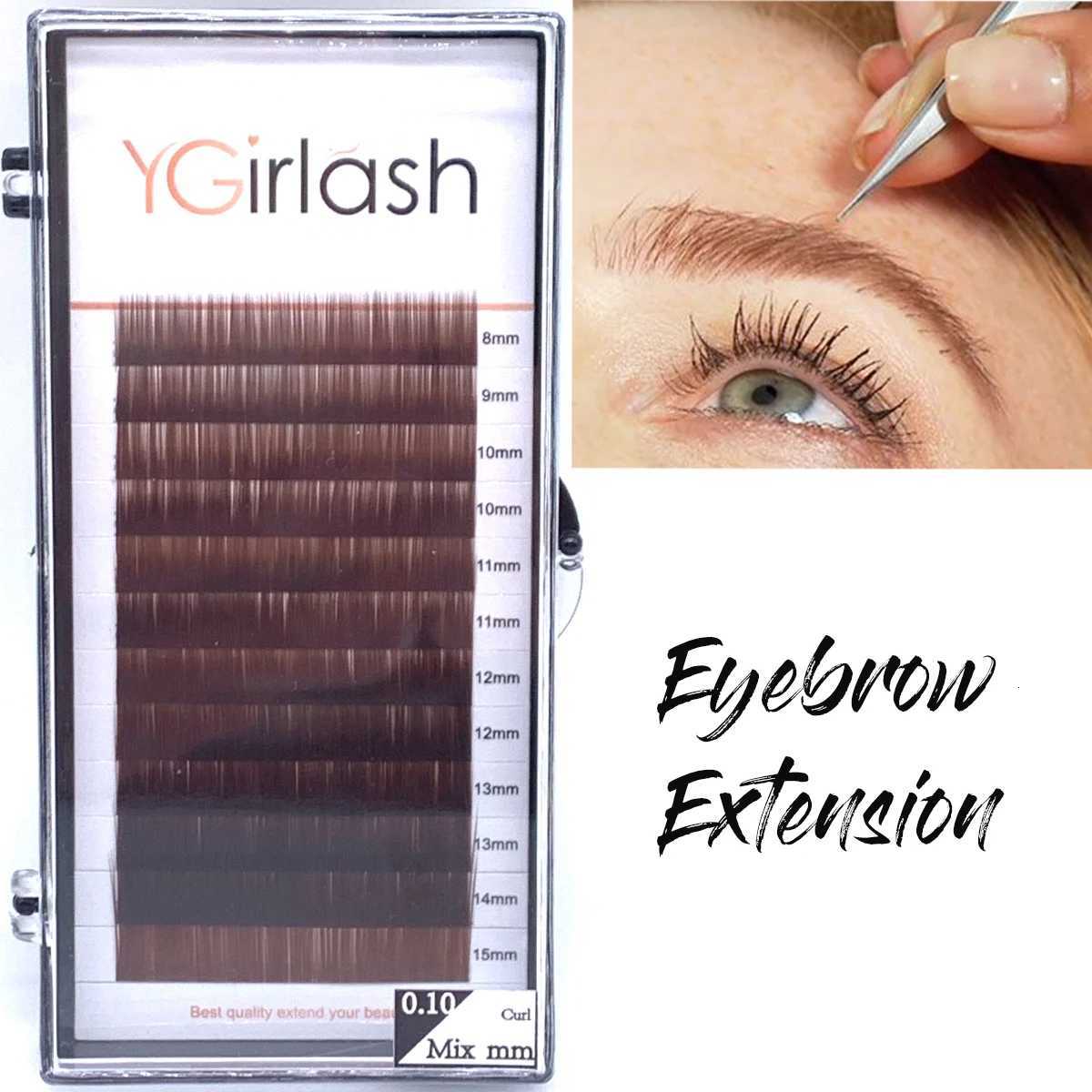 YGirlash High Quality Straight Curvate Extensions False Eyebrows 12Lines Light And Dark Brown Eyebrow ExtensionT251117