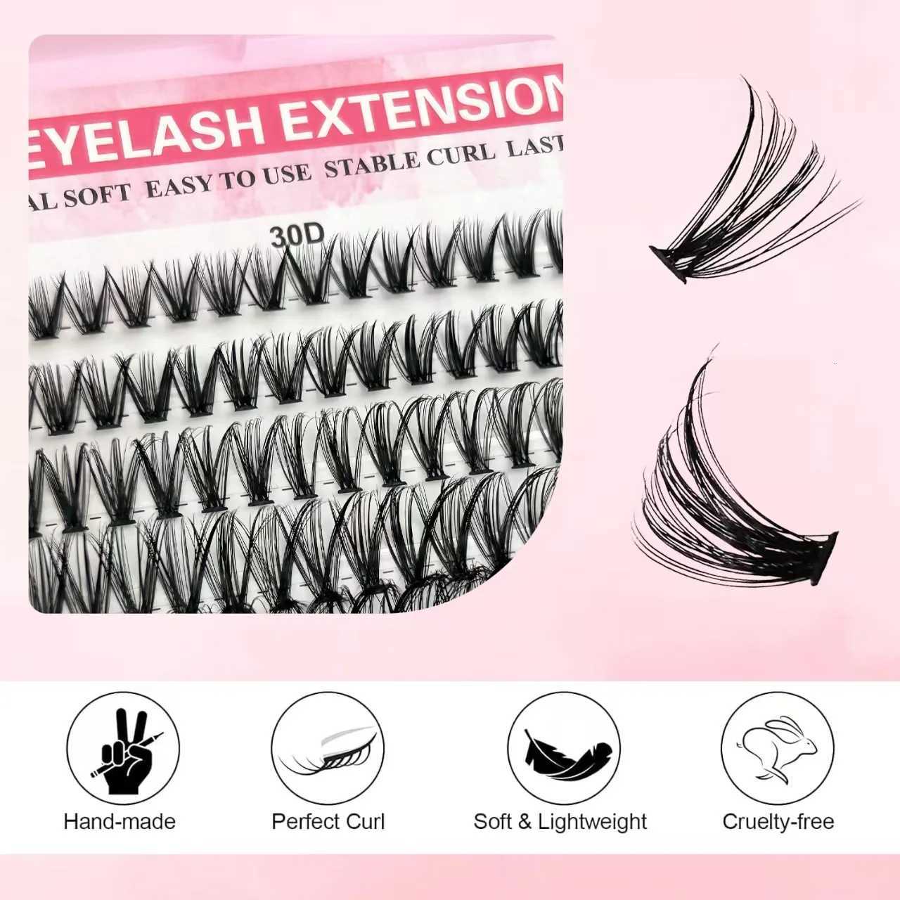 QIUNING Eyelash Clusters Kit Fluffy Individual Lashes Lash Bond and Seal and Remover Faux Mink Lashes Eyelash Extension DIYT251117