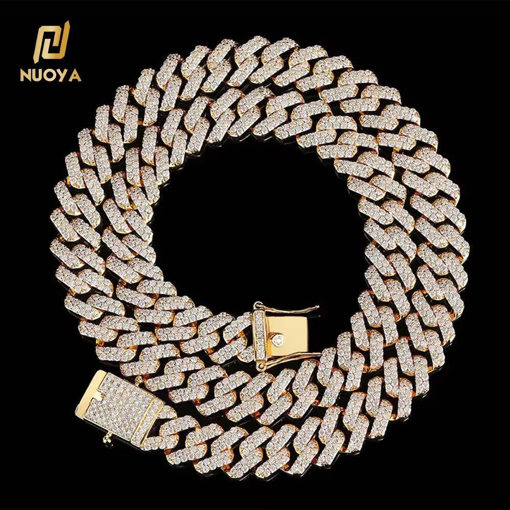 Laboratory cultivation of Moissanite Jewelry 12mm Iced Out Clasp Miami Cuban Link Chain Bling Diamond Necklace Fine Jewelry Hip Hop Style for Men Wome