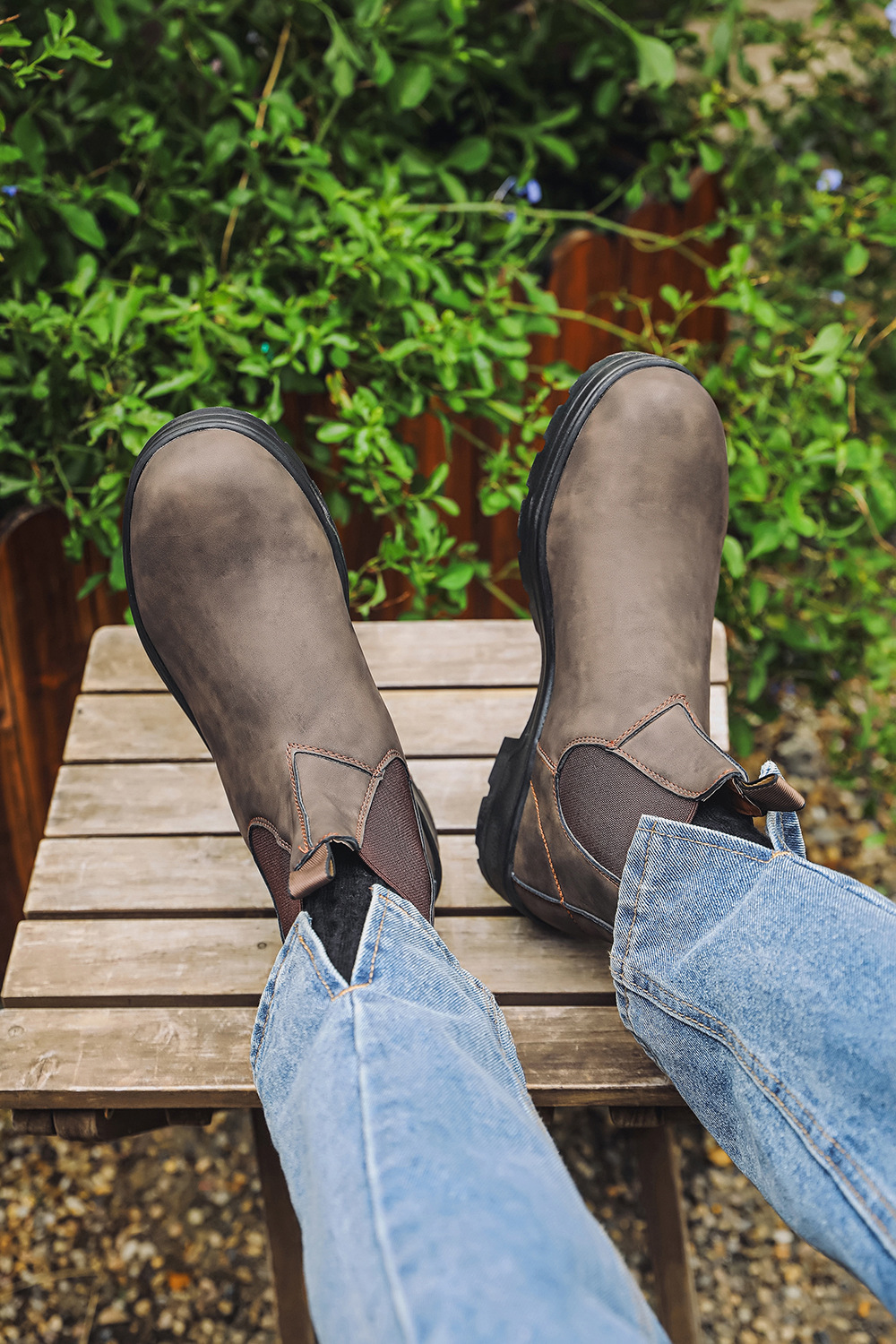 Free Shipping Retro Distressed Chelsea Ankle Boots Autumn New Style Suede Leather Material Elastic Fabric Paneling Non-Slip Wear-Resistant Work Boots