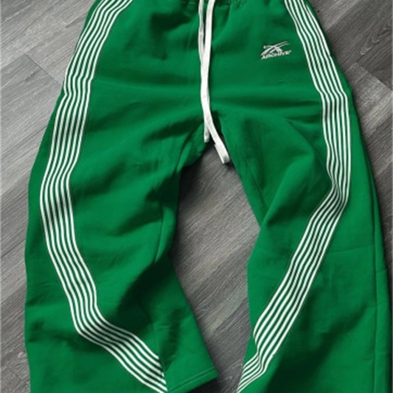 Classic all-in-one fashion casual contrast striped patchwork casual pants for men and women retro street straight leg sweatpants 250415