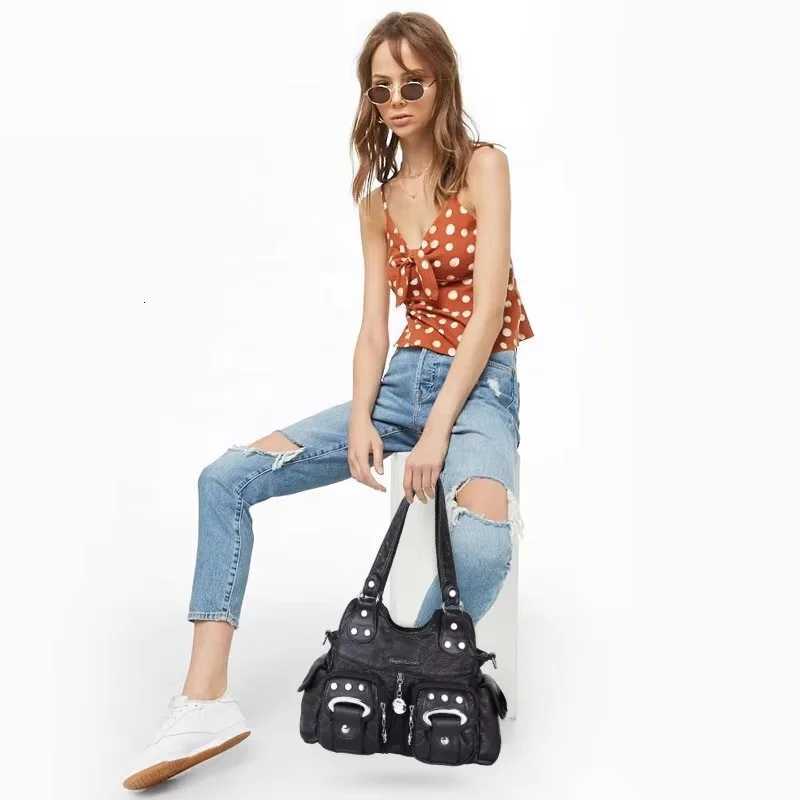 Women Handbag Fashion Small PU Shoulder Bag Soft Hobos Messenger Top-handle Bag Tote Satchel Front Pockets PurseW251117