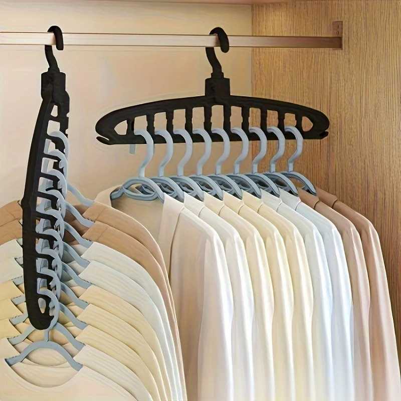 1pcs 11-hole clothes hanger organizer multi-functional mark-free clothes hanger home-use magic folding clothes drying rack C251117