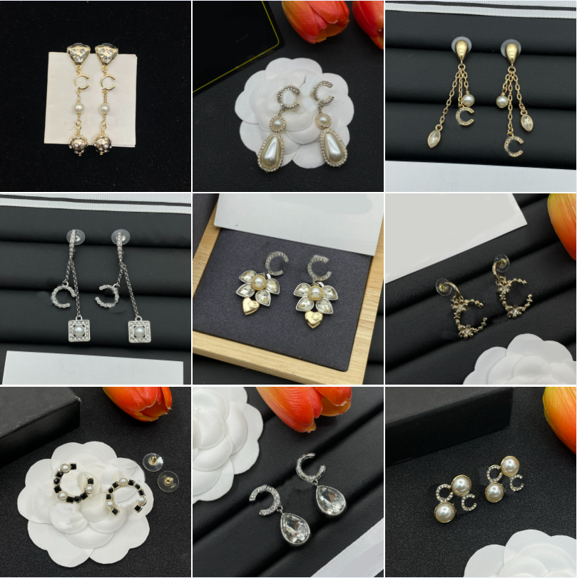 Designer Earrings Luxury Brand Letter Charm Earrings Pearl Tassel Dangle Gold Silver Plated Stud Earrings Brass Copper Stamp For Women Men Wedding Fashion Jewelry