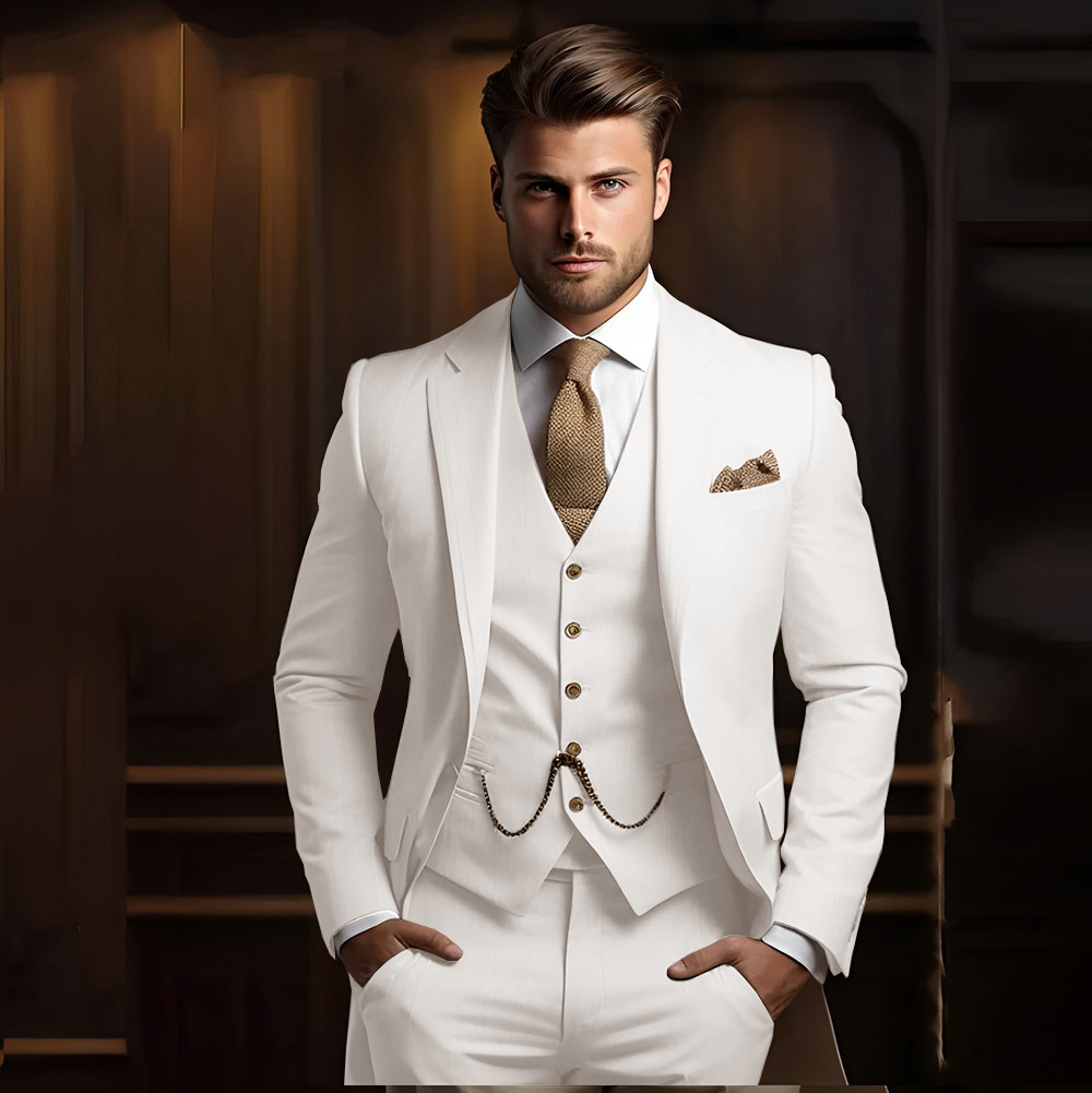 Men's Formal 3-Piece Suit with Jacket, Pants & Vest for Weddings and Parties Custom Fit XS to 5XL