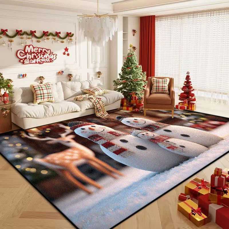 Christmas Style Big Living Room Rugs Cute Home Decoration Bedroom Carpet Washable Flannel Customizable Floor Mat Dining RoomM251117