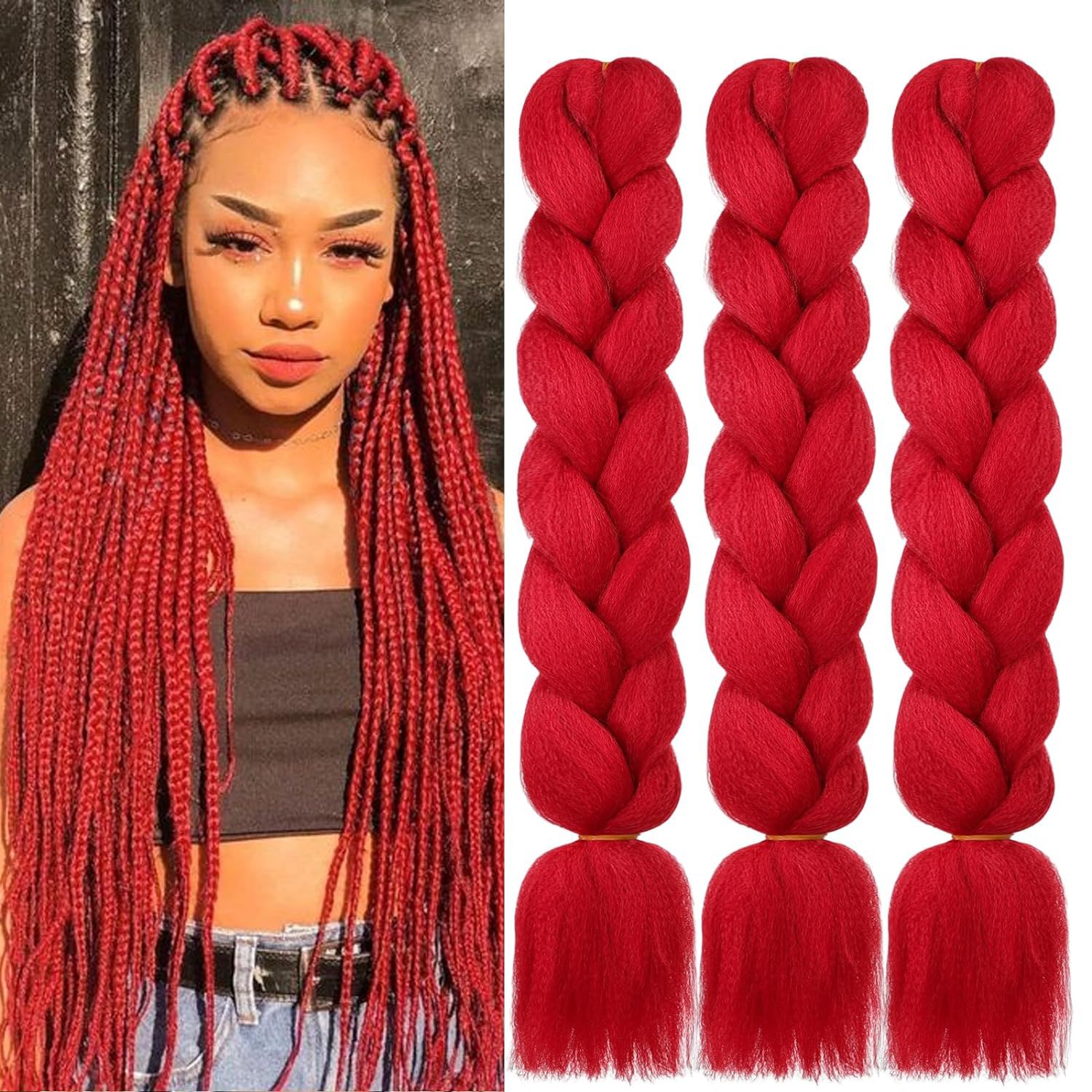 24 Inch Braiding Hair Braiding Hair Ombre Color 100G/Pack for Hair Extensions Accessories Jumbo Synthetic Hair Wefts Braids Women DIY Hair Easy to Wea