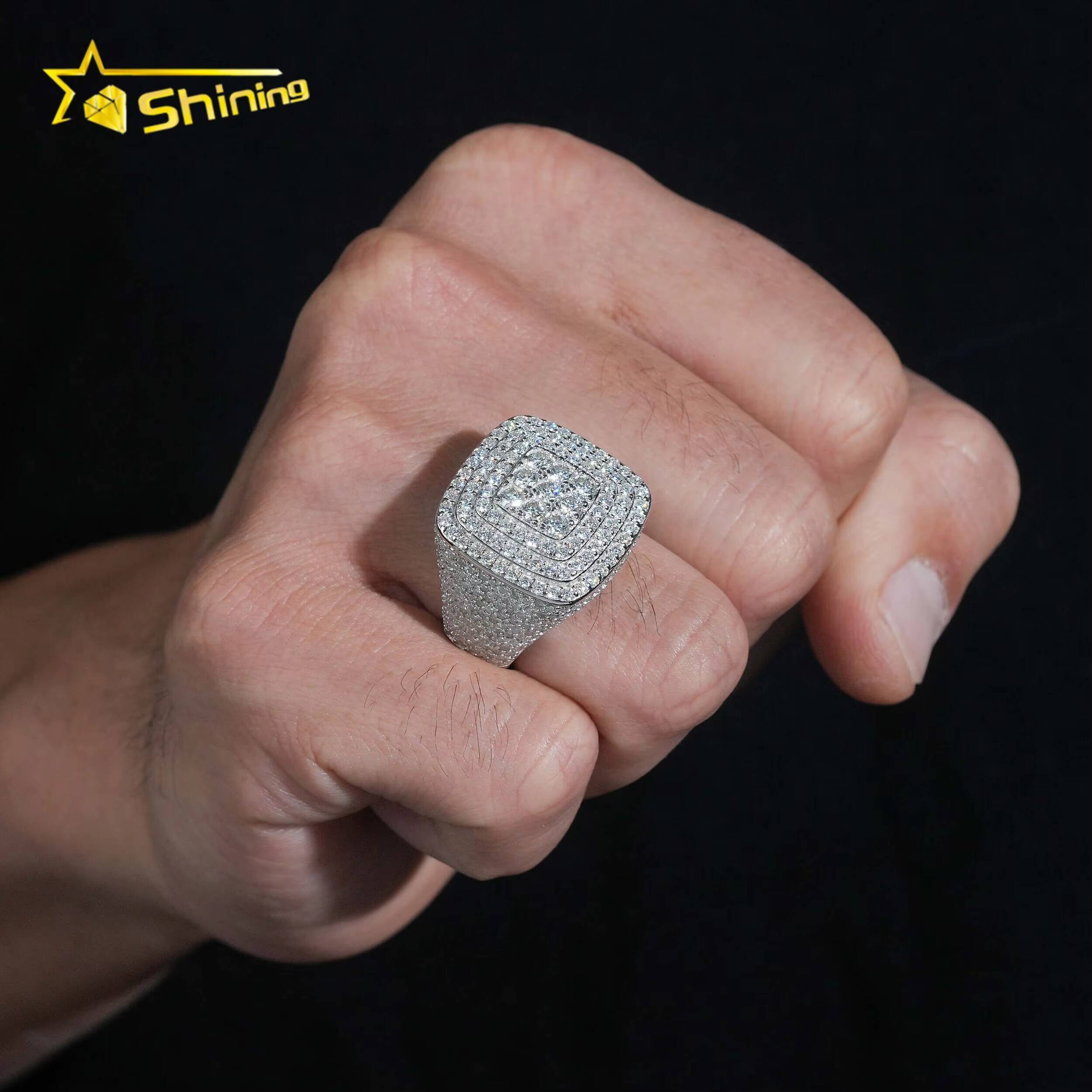 New Arrivals Pass Diamond Tester Fine Jewelry 925 Silver Men Iced Out VVS Moissanite Rings