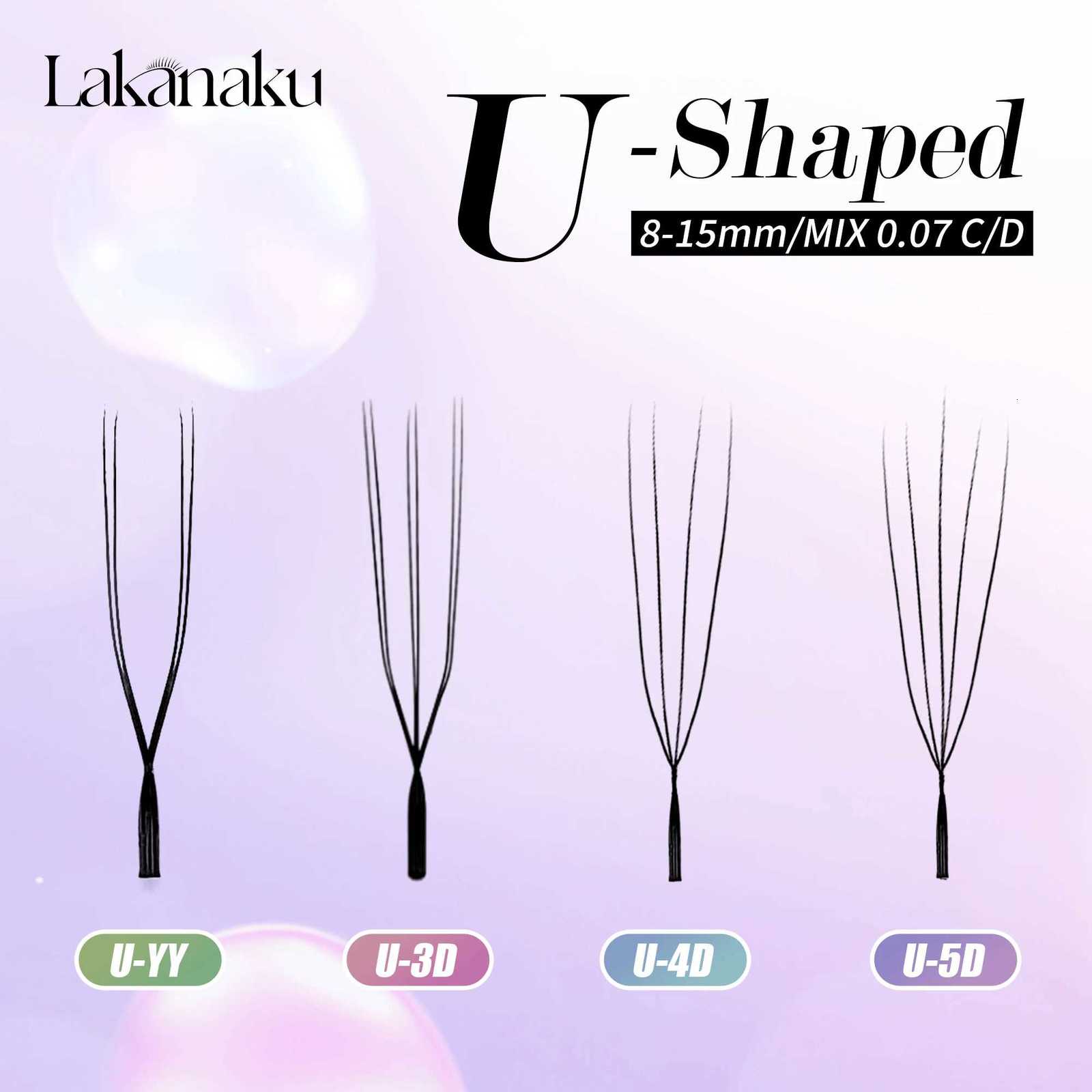 LAKANAKU U Shaped YY 3D 4D 5D Eyelash Extension Premade Fans Lightweight Fluffy Mink Faux Eyelashes Premade Volume Fan W-ShapedT251117