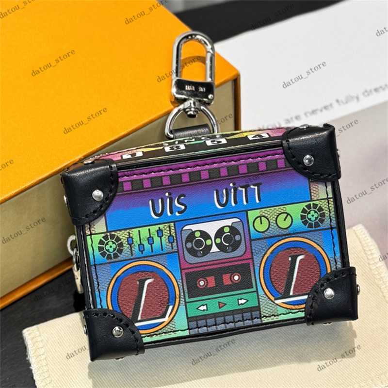 Magnetic Tape Pattern Bag Charms Designer Mens Womens Portable Keychain Unisex Classic Bag Charm Square Coin Purse Fashion Keychains