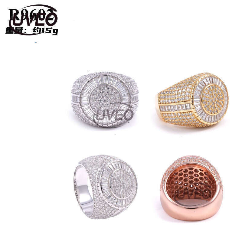 Jewelry 925 VVS Gold Iced Out Moissanite Ring Moissanite Diamond Hip Hop Pass Dias Tester Fashion