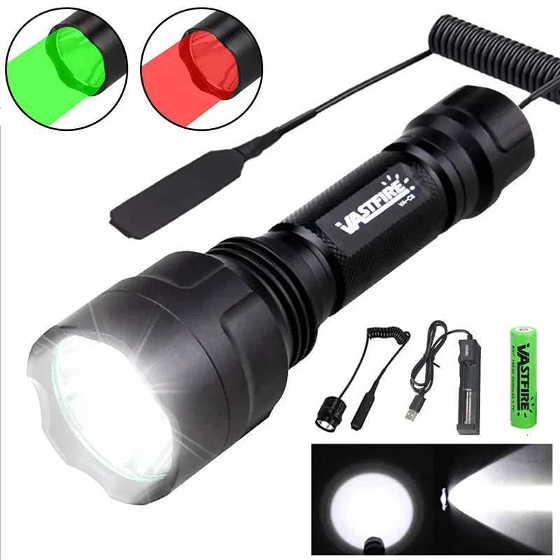 Super LED Flashlight C8 1-Mode 350LM 600-800 Yards Range Tactical Hunting Led Torch for Night Riding Camping Hiking Using 18650 M251117