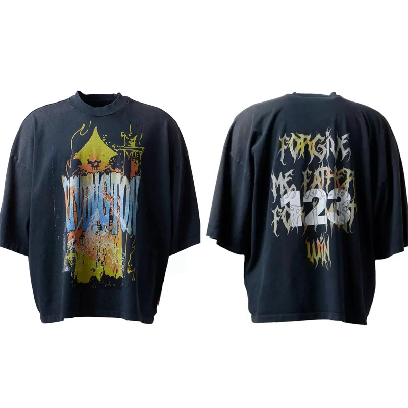 Men's T Shirts Washed RRR-123 Shirt Men Women High Quality Tops Tee RRR123