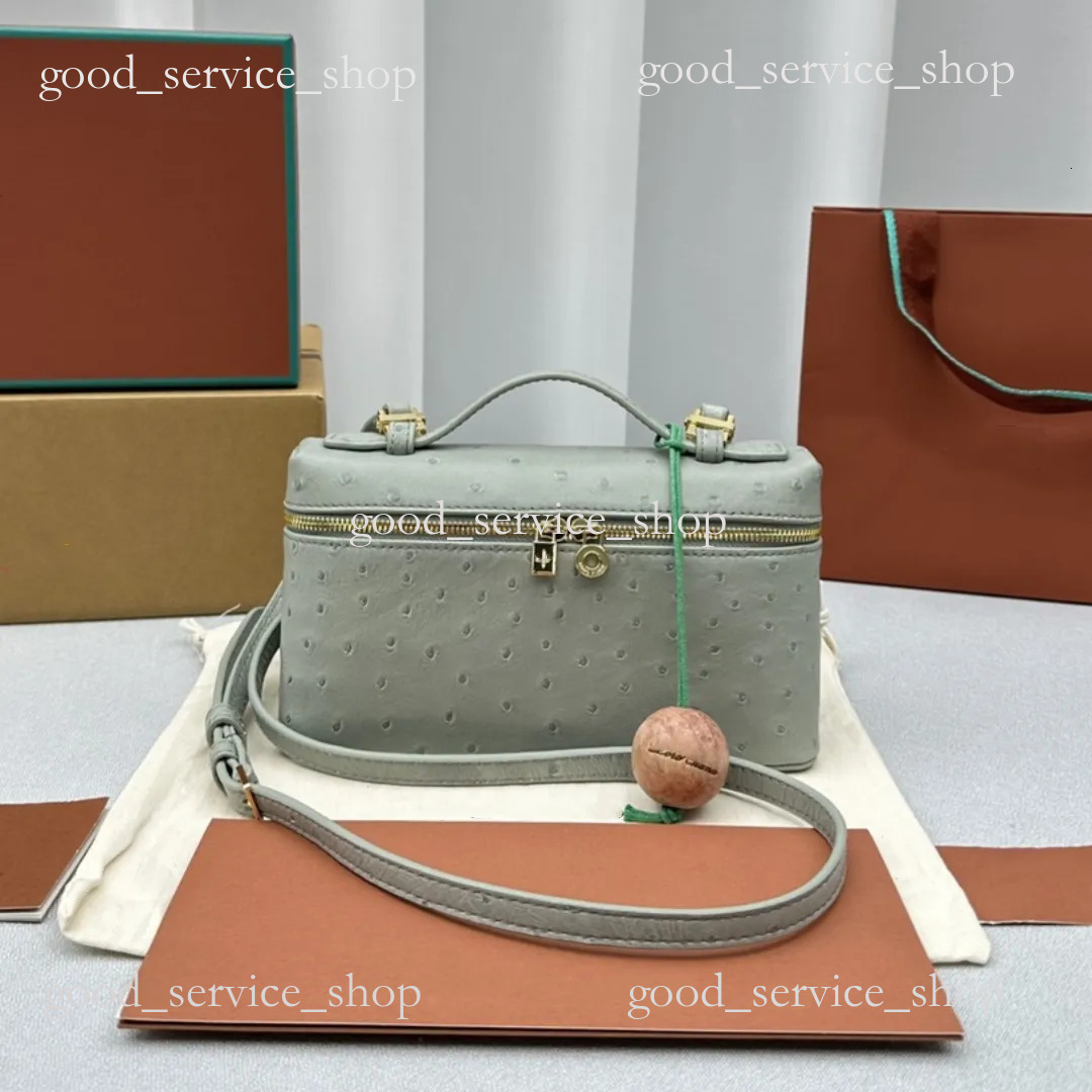 Designer Lunch Bag Pouch Tote Top L19 Womens Shoulder Extra Pocket Leather Double Zipper Oblique Makeup Ostrich 815 loropianna Bag