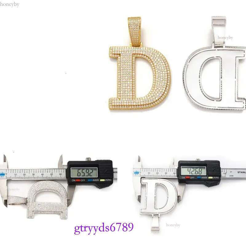 3mm 24inch Rope Chain Jewelry for Men Women Nice GiftA-Z Sterg Sier Shiny Moissanite Letter Pendant with