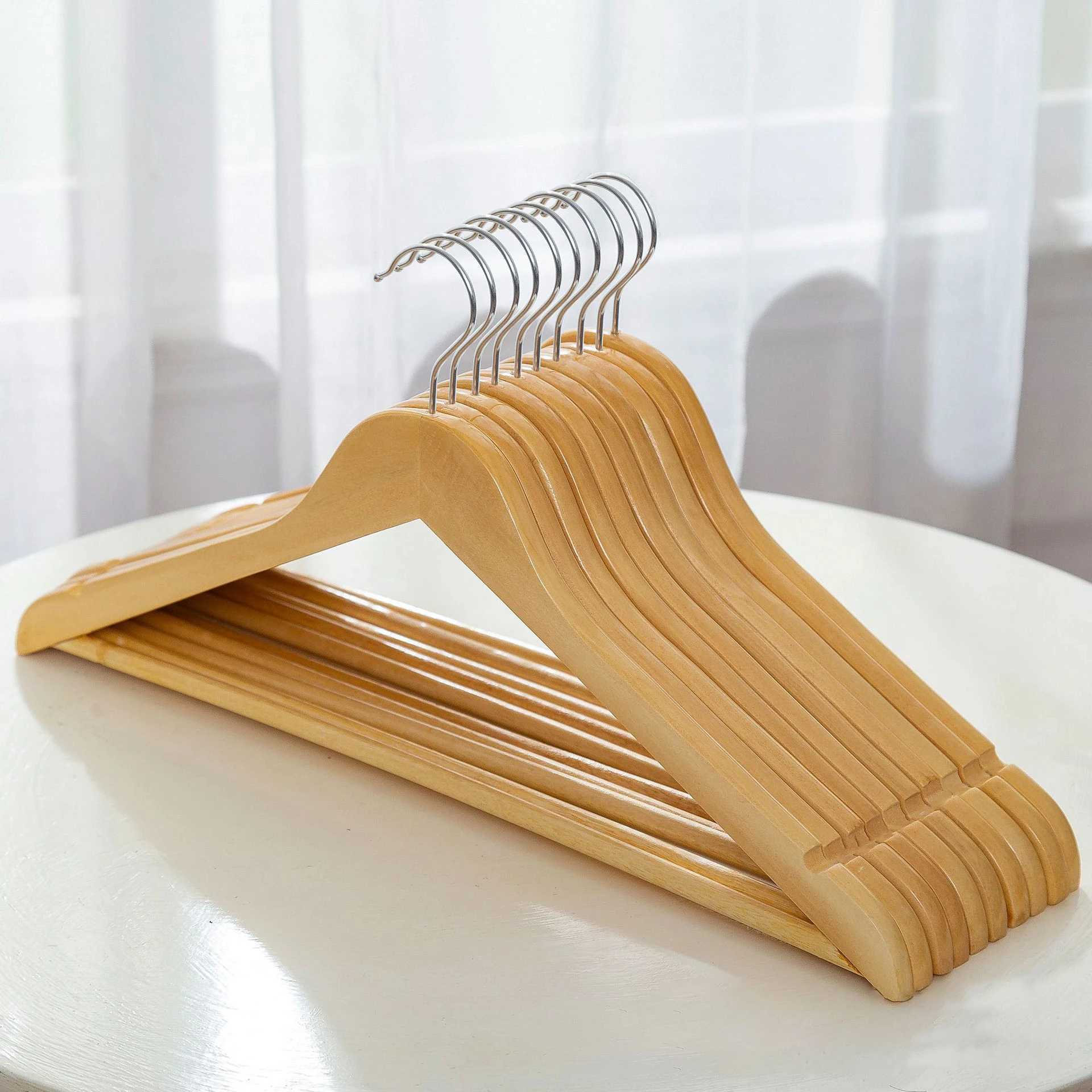 5PCS/10PCS/20PCS/30PCS Solid Wood Hangers Wooden Clothes Hangers Seamless Wood Clothes Hangers C251117