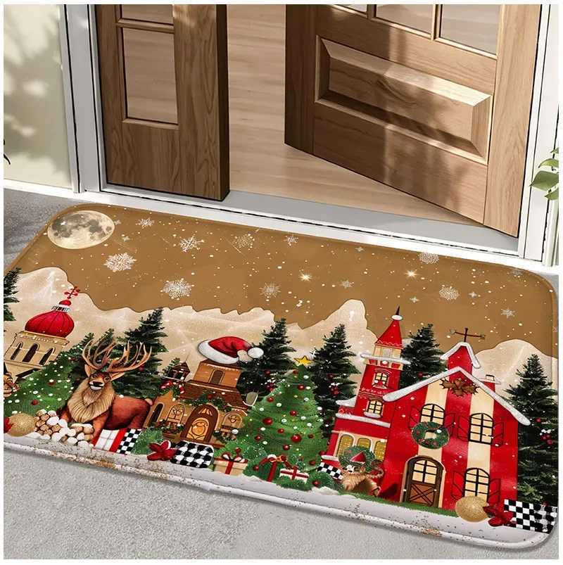 VIKAMA Christmas Carpet Snow Scene Doormat Festive Welcome Mat Warm Living Room Carpet Winter Rug For Bedroom Home DecorationM251117