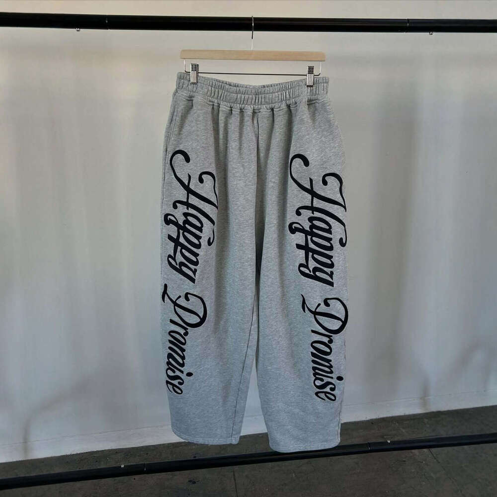 2025 Summer American Retro Pocket Casual Straight Long Letter Print Fashion Hip Hop Loose Pants