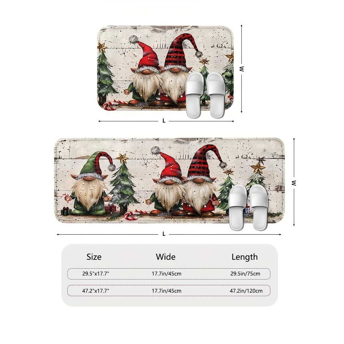 VIKAMA Christmas Carpet 2pc Kitchen Rug Festive Christmas Decoration Living Room Carpet Bedroom Rug Doormat Welcome Mat Home DecM251117