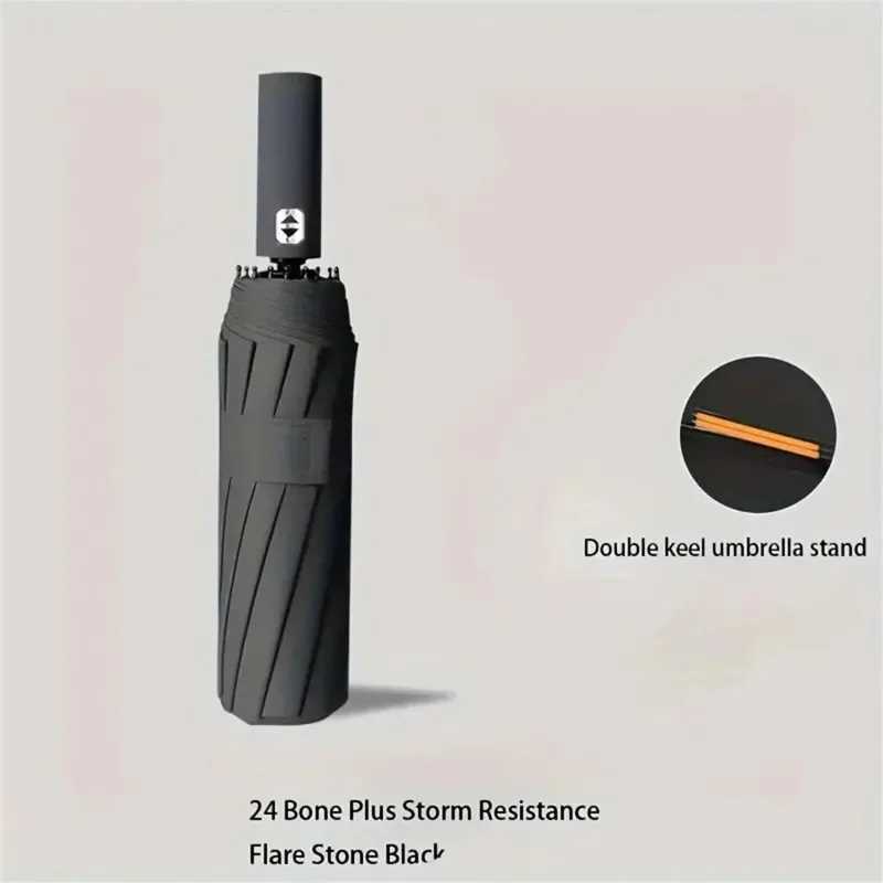 12 Bone Black Glue Fully Automatic Umbrella with Thick and Durable Keel Three Fold Umbrella Uv Resistant Folding Umbrella C251117