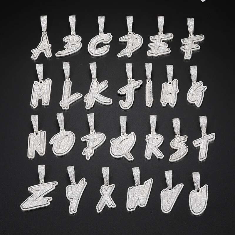 Fine New Sier Moissanite Classic Letters Pendant Punk Hiphop/Rock For Men Hip Hop Jewelry gemstone pendants