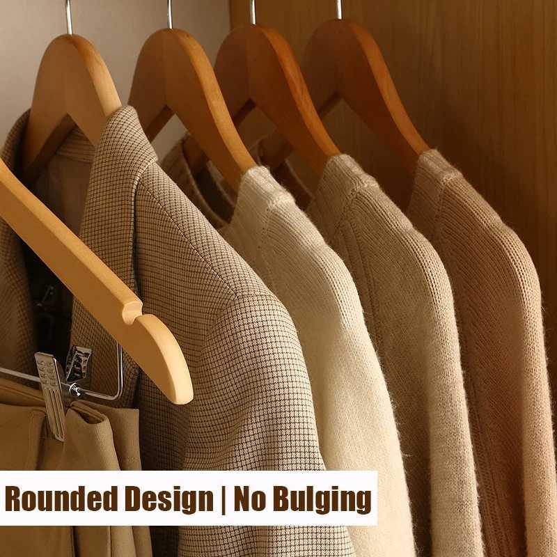 5PCS High-Grade Wooden Suit HangersSkirt Hanger Solid Wooden Trouser Rack with Shoulder Notches for Dress Jacket C251117