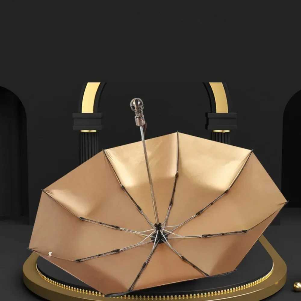 Black Devil Skull utomaticlly Umbrella Rain Women 3 Fold nti UV Sun Rain Male Men Parasol Business Windproof Travel Umbrellas C251117