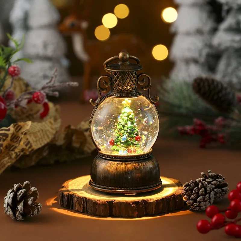 2025 Santa Claus with Music Floating Snow Ornaments Christmas Tree Luminous Bedside Lamp Snowman Night Light New Year Gifts J251117