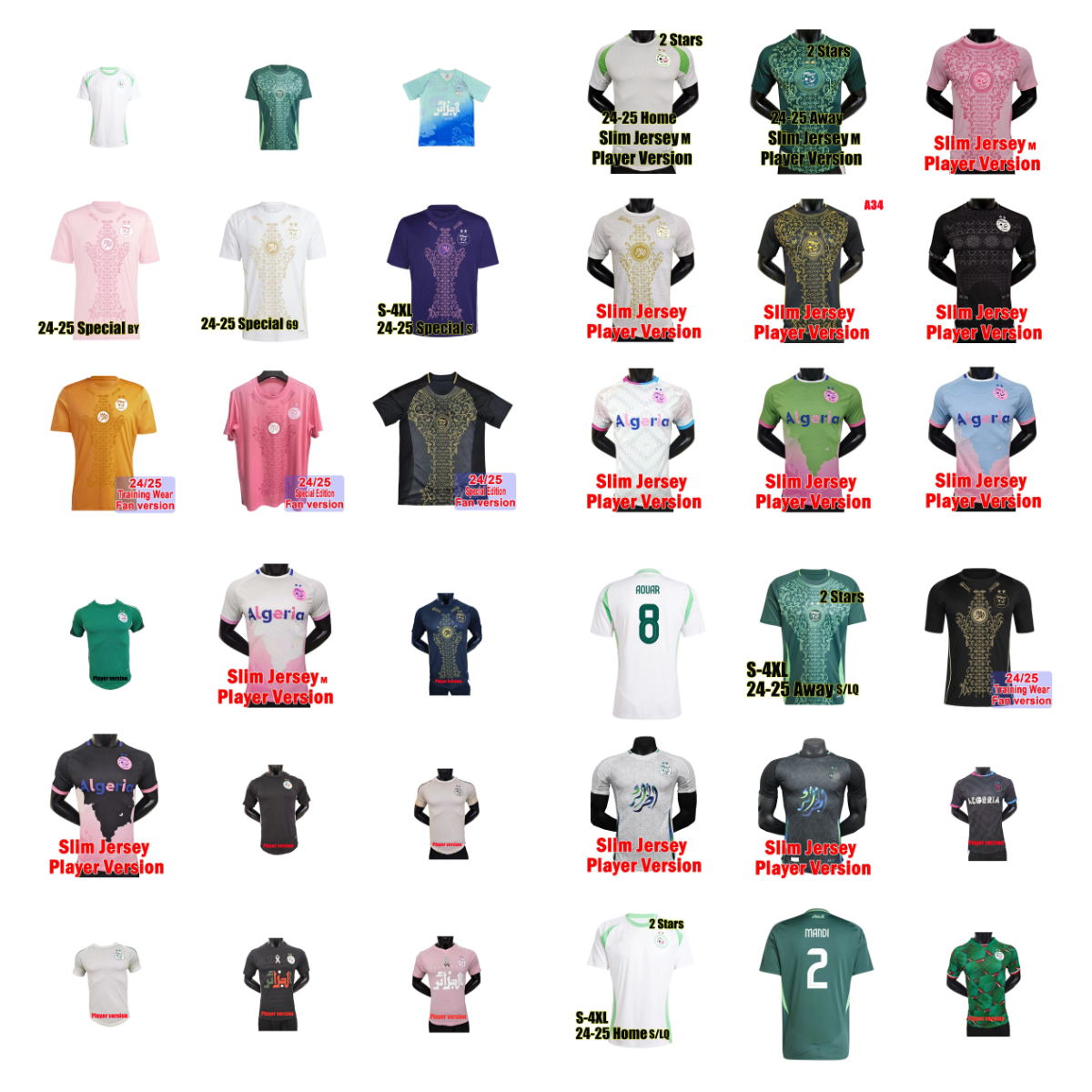 Player Fans 2024 25 26 Algeria Soccer Jerseys Algerie DELORT OUNAS BENTALEB MAHREZ BELAILI SLIMANI BENNACER national team training BENSEBAINI ATAL football shirts