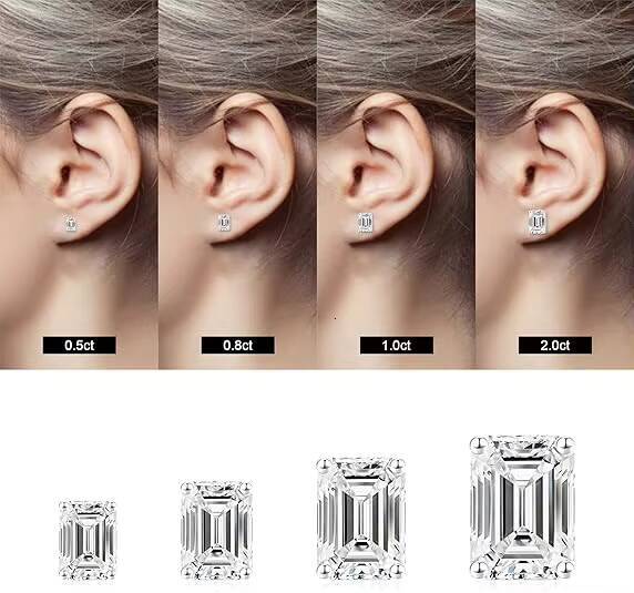 FOXI Screw Back 18K White Gold Plated Sterling Silver VVS Moissanite Square Simulated Diamond Stud Earrings for Women