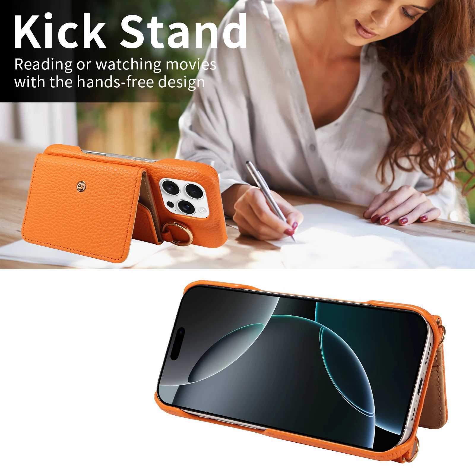 PU Leather Phone Case for IPhone17 17Air 17 Pro 17 Pro Max 16 15 14 13 Pro Crossbody Anti-demagnetization Anti-drop with Mirror J251202