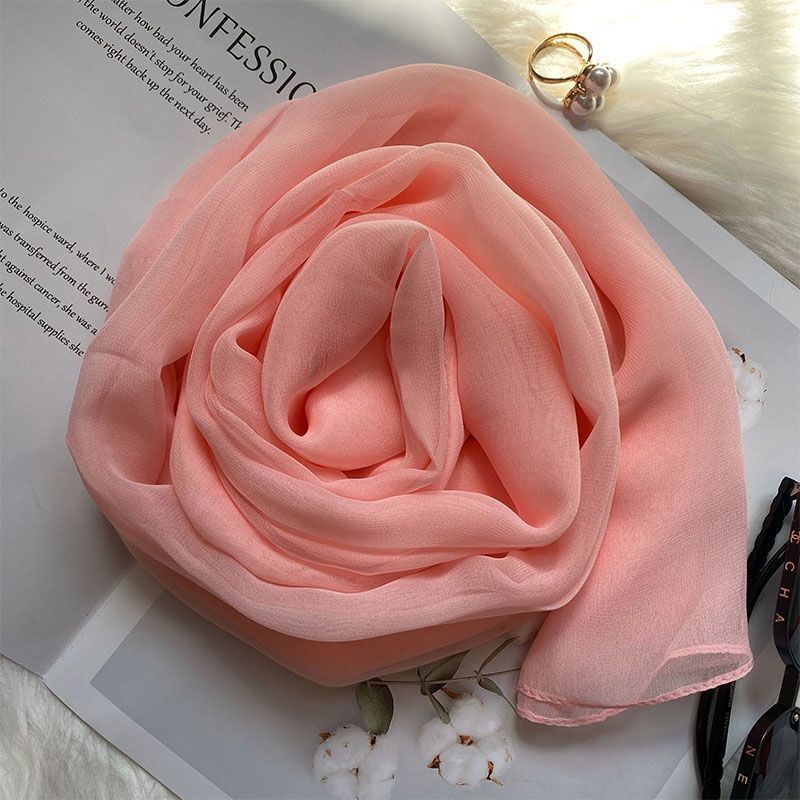 K791Hangzhou silk scarf for women all-match mulberry silk scarf summer sunscreen beach towel solid color mother long shawl