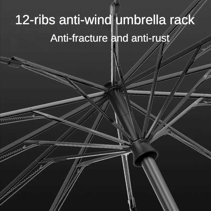 12 Ribs Strom Reinforced Automatic Large Folding Umbrella Waterproof Windproof Strong Sunny and Rainy Big Umbrellas for Men C251117