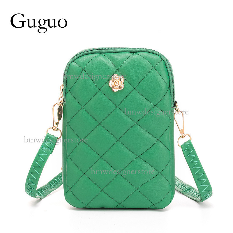 Guguo Womens Crossbody Phone - Korean Style Mini Handbag with Zipper, Diamond Grid Design, Single Shoulder Versatile Bag Z260124