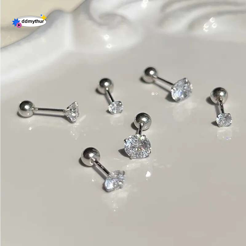 3Pairs Classic Round Zirconia Stud Earrings For Women, Stainless Steel Women's Cartilage, Tragus, Lobe, Daith Piercing Jewelry ddmythur