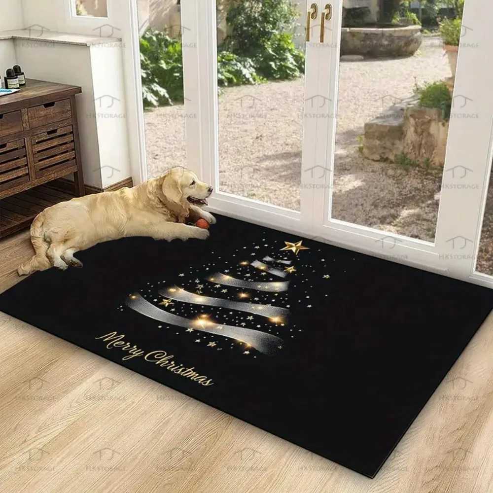 1 Pc Stylish Christmas Tree Pattern Non-Slip Corridor Entry Mat for Kitchen/Bedroom/Balcony/Living Room Holiday Home DecorationM251117