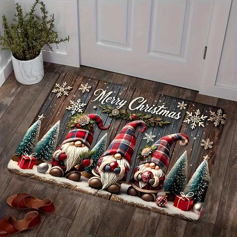VIKAMA Christmas Carpet Three Santa Claus Doormat Entrance Welcome Mat Outdoor Carpet Rug For Bedroom Living Room Home DecoratioM251117