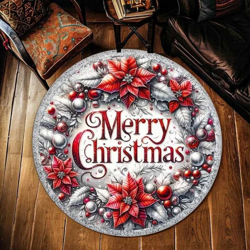 Round Christmas Tree Rug Merry Christmas Festive Holiday Living Room Carpet for Bedroom or Entryway Decor So Fashion and BeautyM251117