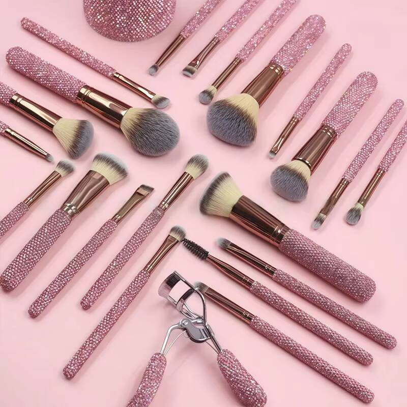 High End Cosmetics Beauty Tool Spa Headband Makeup Sponges Diamond Bling Rhinestone Makeup Brushes Set With Gift Box
