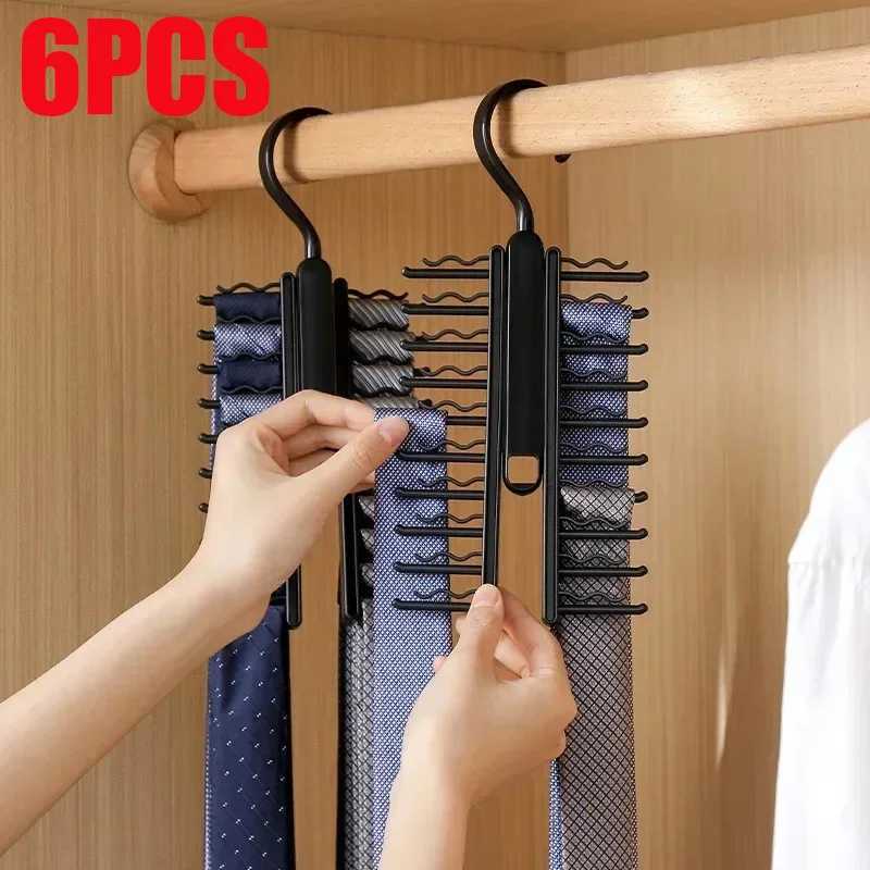 Tie Hanger Rotatable Necktie Storage Rack Wardrobe Organizer 20 Rows Large Capacity Belt Tie Closet Skidproof Tie Clamp C251117