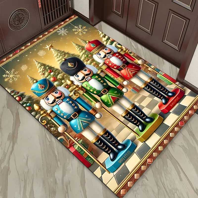 Christmas Nutcracker Soldier Rug for Festive Home Decor HolidayThemed Living Room Carpets Anti slip carpet can be machine washedM251117