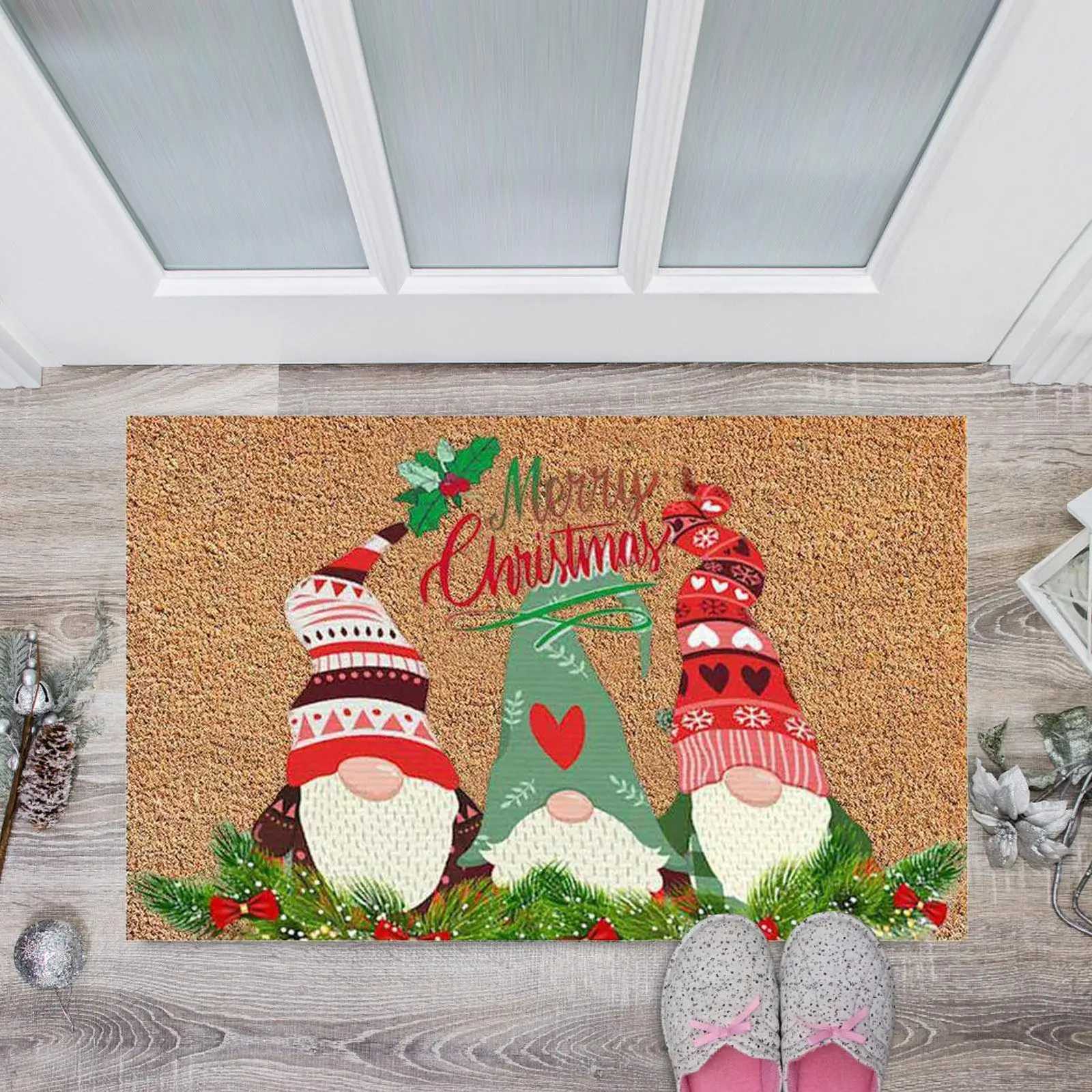 Christmas Carpet Welcome Doormat Indoor Outdoor Entrance Absorbent Bath Farmhouse Rugs Suitable for Bathroom KitchenM251117
