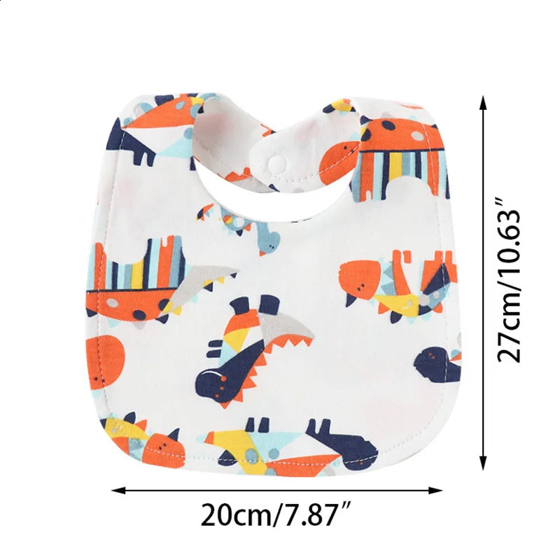 4 piecesbatch baby bib printed striped Saliva towels for girls and boys doublelayer cotton pocket absorbent born Burp clothes 250414z